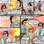 Noah and Adam are talking in the kitchen. Adam sighs, rolls his eyes, and says, "You wanna get fit? Come pump iron with me." Noah is wary and asks, "I'm not gonna end up looking like Glenn Danzig, am I?" Annoyed, Adam asks, "What's wrong with looking like Danzig?" as he pictures a young and buff Danzig on stage. Noah replies, "Well, he's no Mick Jagger." as he envisions an older but still slim and spry Jagger dancing around onstage. Adam facepalms and points out, "Neither are you." Noah is irked and retorts, "No, but I have goals." Just then Ursula pops up with her chin on the dining room table and asks, "Can I pump iron?" Adam, hands on hips, tells her, "You're too little. Come back in 5 years." Ursula is annoyed and asks, hands on hips, "Can I at least come point and laugh?" Adam tells her, "No. Go play in traffic." This annoys Noah who yells, also hands on hips, "Adam!" before then adding, "Honey, go watch cartoons." to get Ursula to leave them alone.