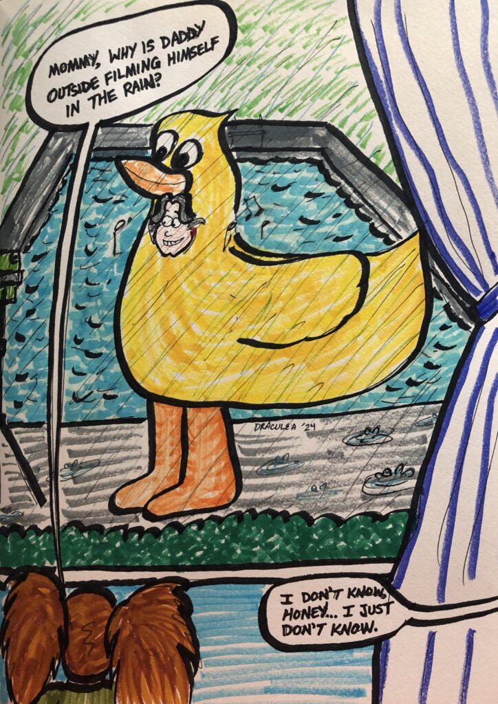 Noah is busy singing that rubber ducky song from Sesame Street while Ruth and Ursula prefer to stay inside away from this weekend’s Pineapple Express.