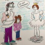 Quick sketch: the Thorsens are going to see the Swan Lake movie at the local IMAX.