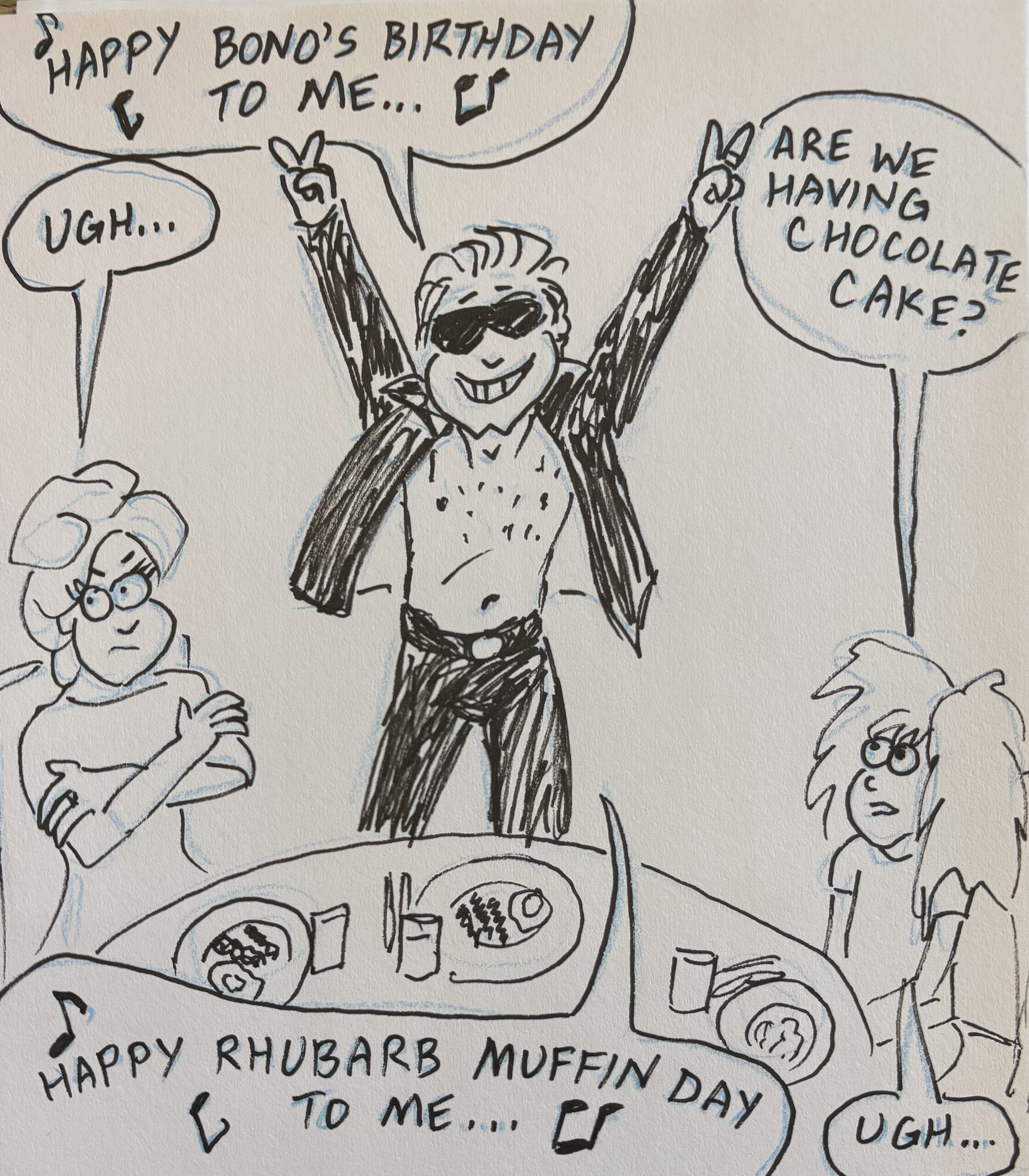 Noah solemnly celebrates Bono’s birthday today. Ruth and Ursula? Not so much.