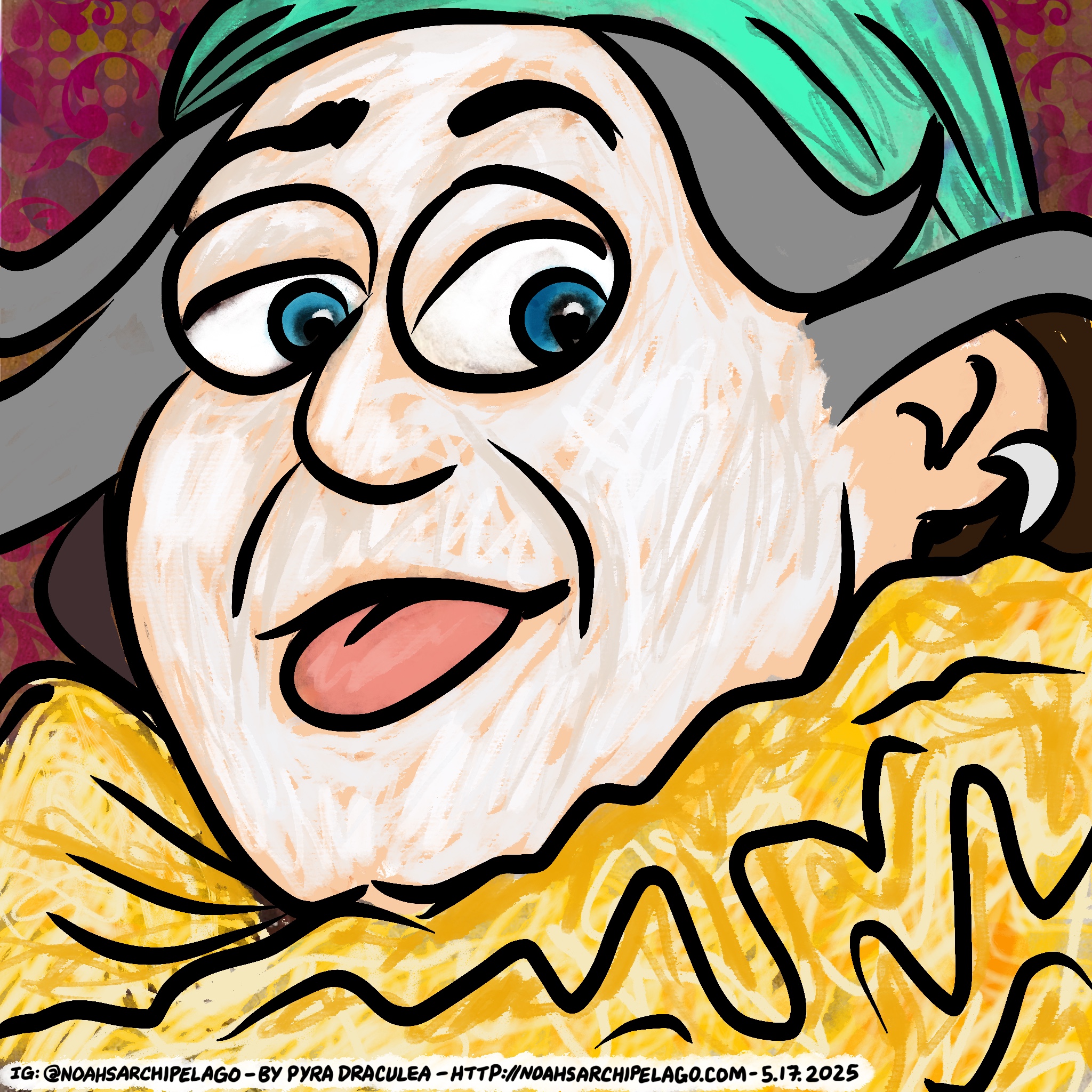 Noah’s art history selfie spree continues with this selfie as a clown, a nod to Armand Henrion.