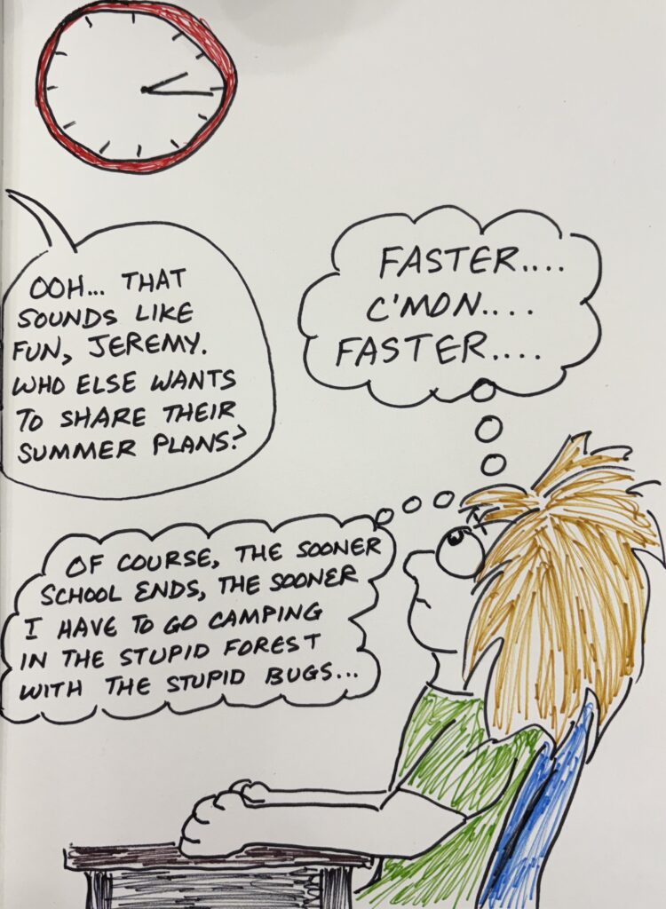 Ursula counts down the last minutes of the school year.