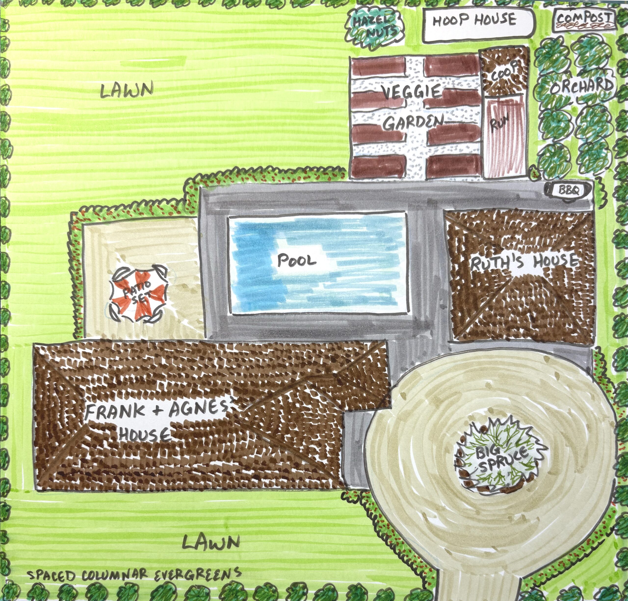 A map of the property Noah Thorsen lives on in Pyra Draculea's comic Noah's Archipelago